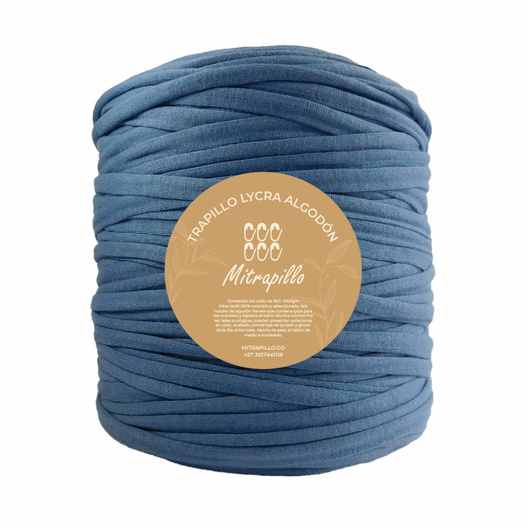 Trapillo algodon licrado azul tierra