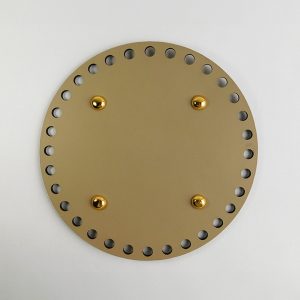 Base redonda cuero vegano beige - dorado 18cm