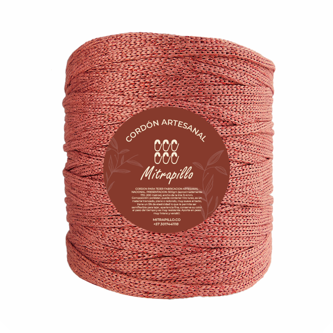 Cordón fantasía lurex guayaba X 500 gm