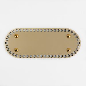 Base ovalada cuero vegano beige camel - dorado 25x10cm