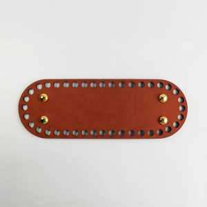 Base ovalada cuero vegano miel - dorado 23x8cm