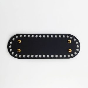 Base ovalada cuero vegano negra 23x8cm
