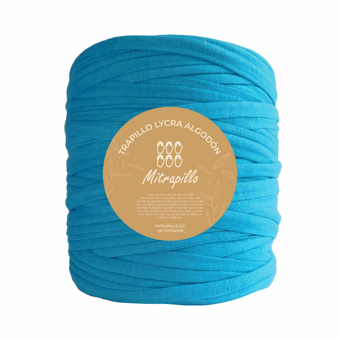Trapillo algodón licrado azul turquesa