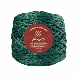 Cordón artesanal verde botella 3 mm plano 500gm