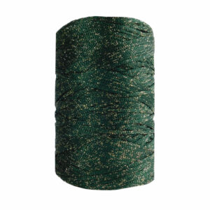 Cinta tejida perlita verde botella lurex dorado 500g