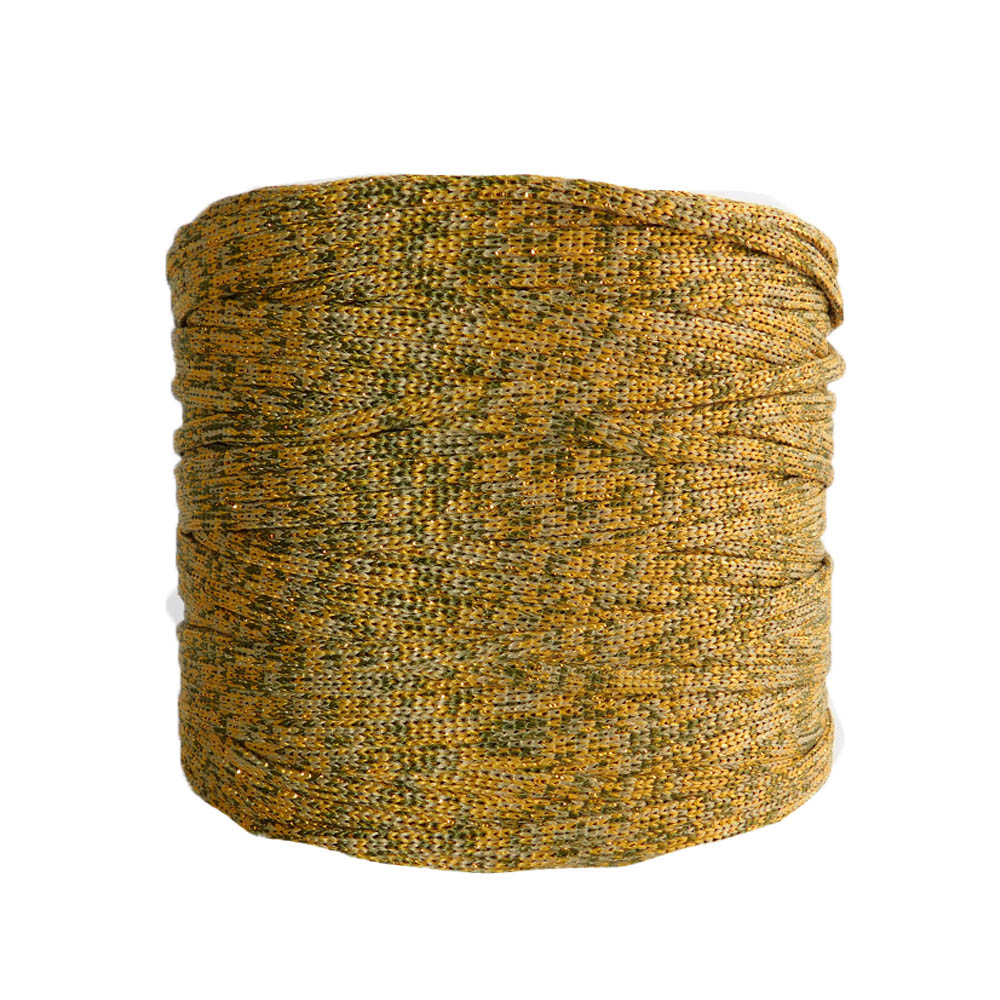 Cordón artesanal lurex jaspeado verde amarillo 600gm - Imagen 2