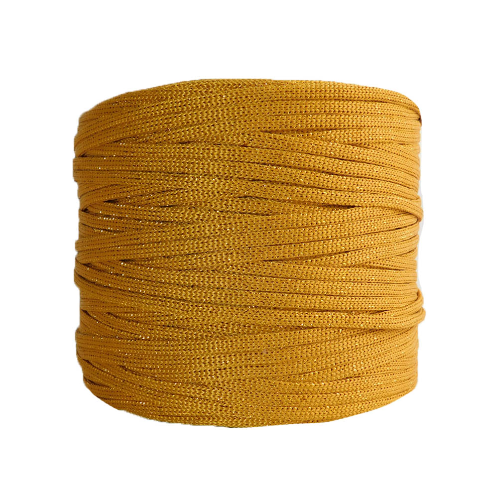 Cordón artesanal lurex mostaza dorado 600gm - Imagen 2