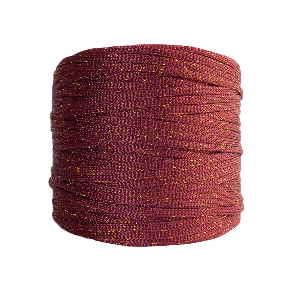 Cordón artesanal lurex vino dorado 600gm - Imagen 2