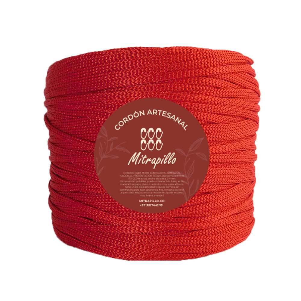 Cordón artesanal rojo vivo 600gm